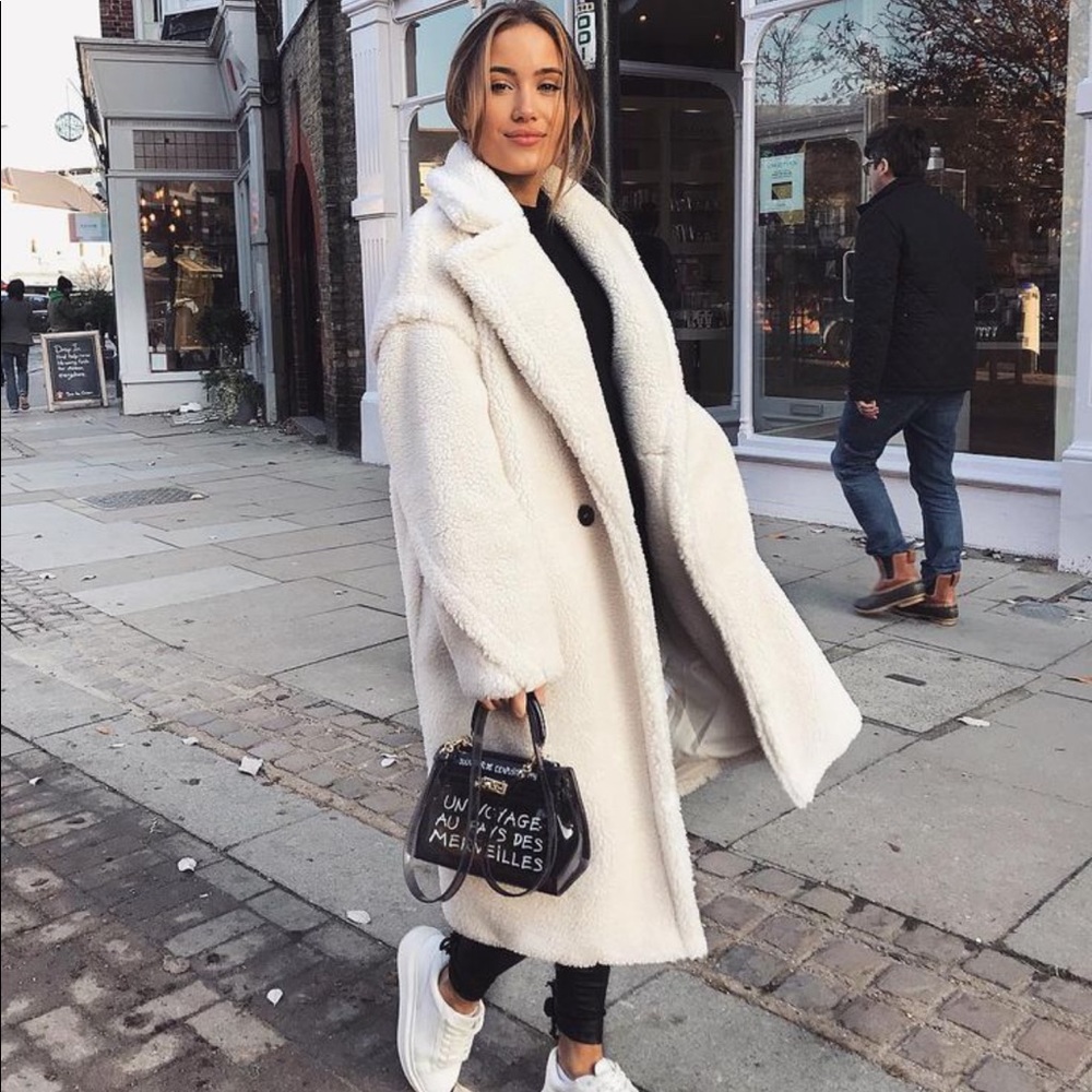 Teddy bear faux shearling coat
